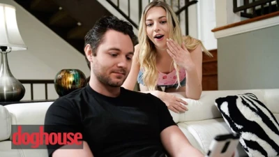 Dog House - Brad looks at Creampie Pictures when Lily Larimar Shows up & Lets him do it on her