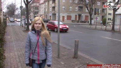 Skinny German Woman with Small Tits Pick up at the Street for a Casting