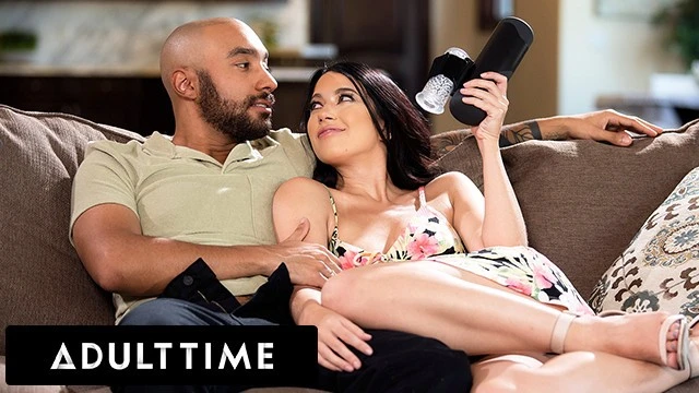 ADULT TIME - Alex Coal Caught her Boyfriend Jerking off with THE ULTIMATE MALE SEX TOY! FULL SCENE