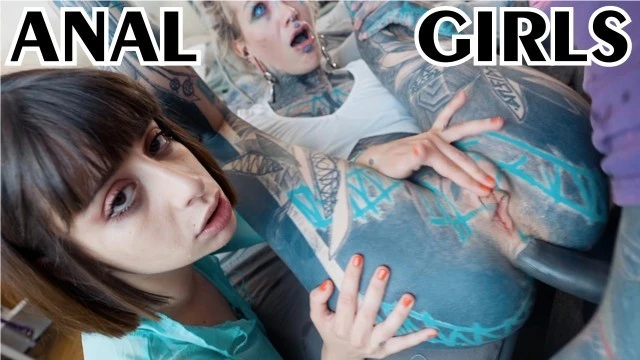 Heavy Tattooed Couple Fuck a Inocent Girl in her ASS - ANAL, Gape, AtM, ATOGM, Facial Cumshot