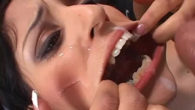 Skinny Spanish Teen Gets Rough Fucked by two Big Dicks and Cum Swallowed