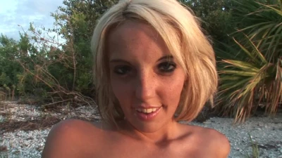 Nickey Huntsman VIP - Petite Blonde with Perfect Tits Masturbates on the Beach.