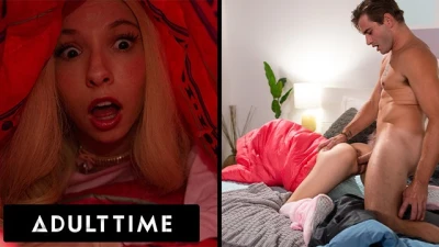 ADULT TIME - Clumsy Teen Kenzie Reeves STUCK at Sleepover Fucks Older Guy for help getting Unstuck!