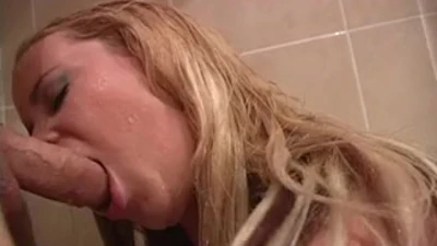 Busty Blonde Gets her Pussy and Asshole Smashed by a Guy with Big Dick in the Shower