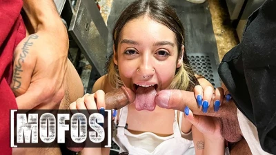 MOFOS - Horny Violet Gems Takes a Break from Work to Satisfy every Man's Cock in the Kitchen