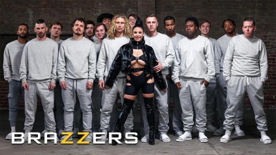 BRAZZERS - Busty Angela White Gets Blowbanged by a Group of Men and Gets Fully Covered in Cum