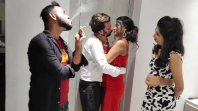 Indian Wife Giving Gift to her Husband Allowing him to Fuck her Friend together